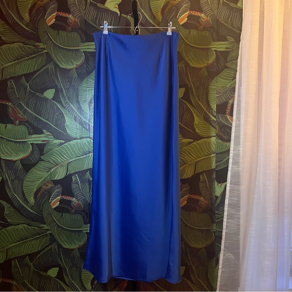 high waisted satin maxi skirt.